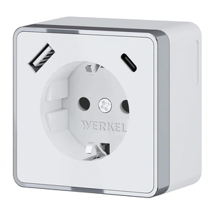 Изображение Розетка с заземлением, шторками и USB тип A+C Gallant (белый) W5071701