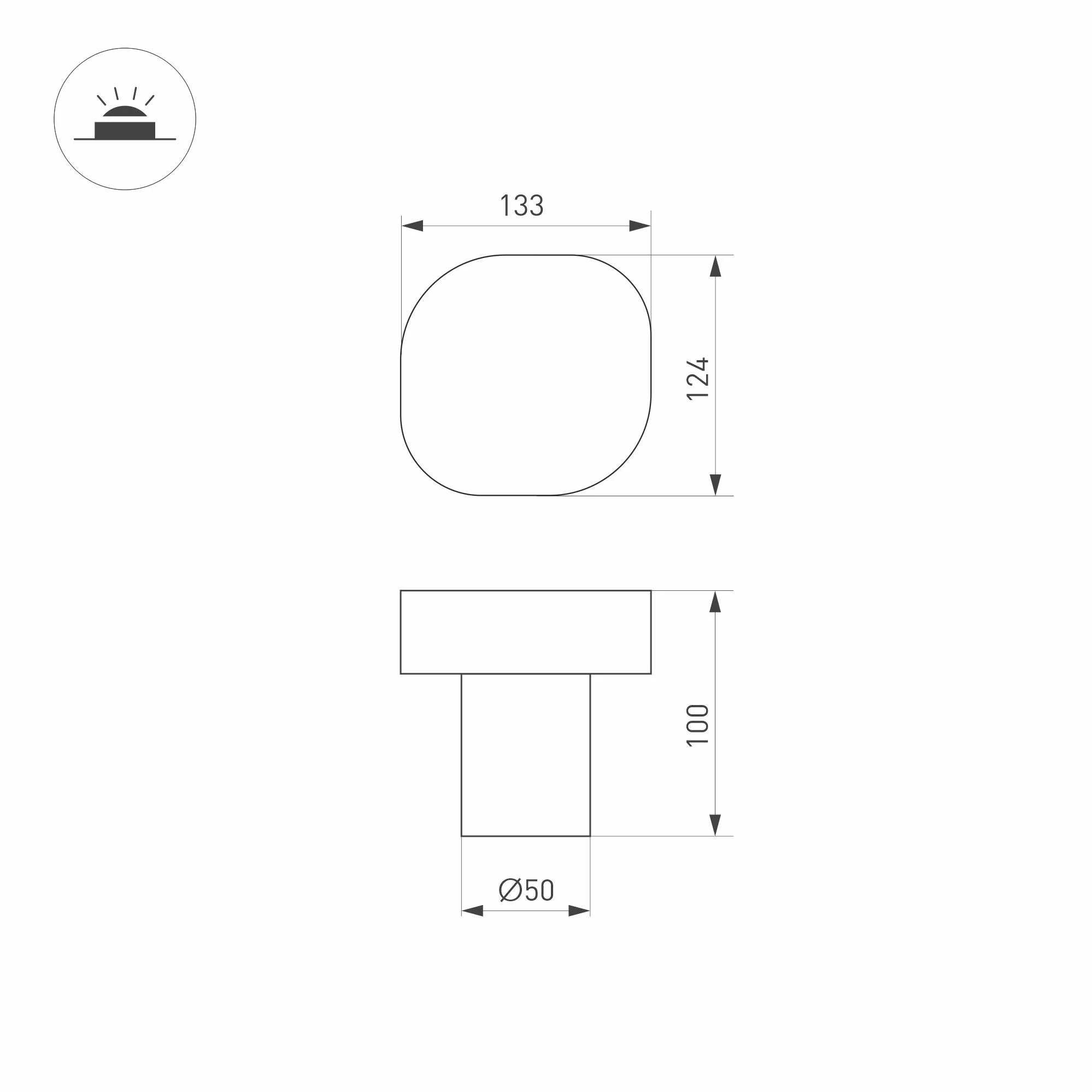 Светильник LGD-SWAMP-BOLL-H100-7W Warm3000 (GR, 93 deg, 230V) (Arlight, IP65 Металл, 3 года) - Изображение