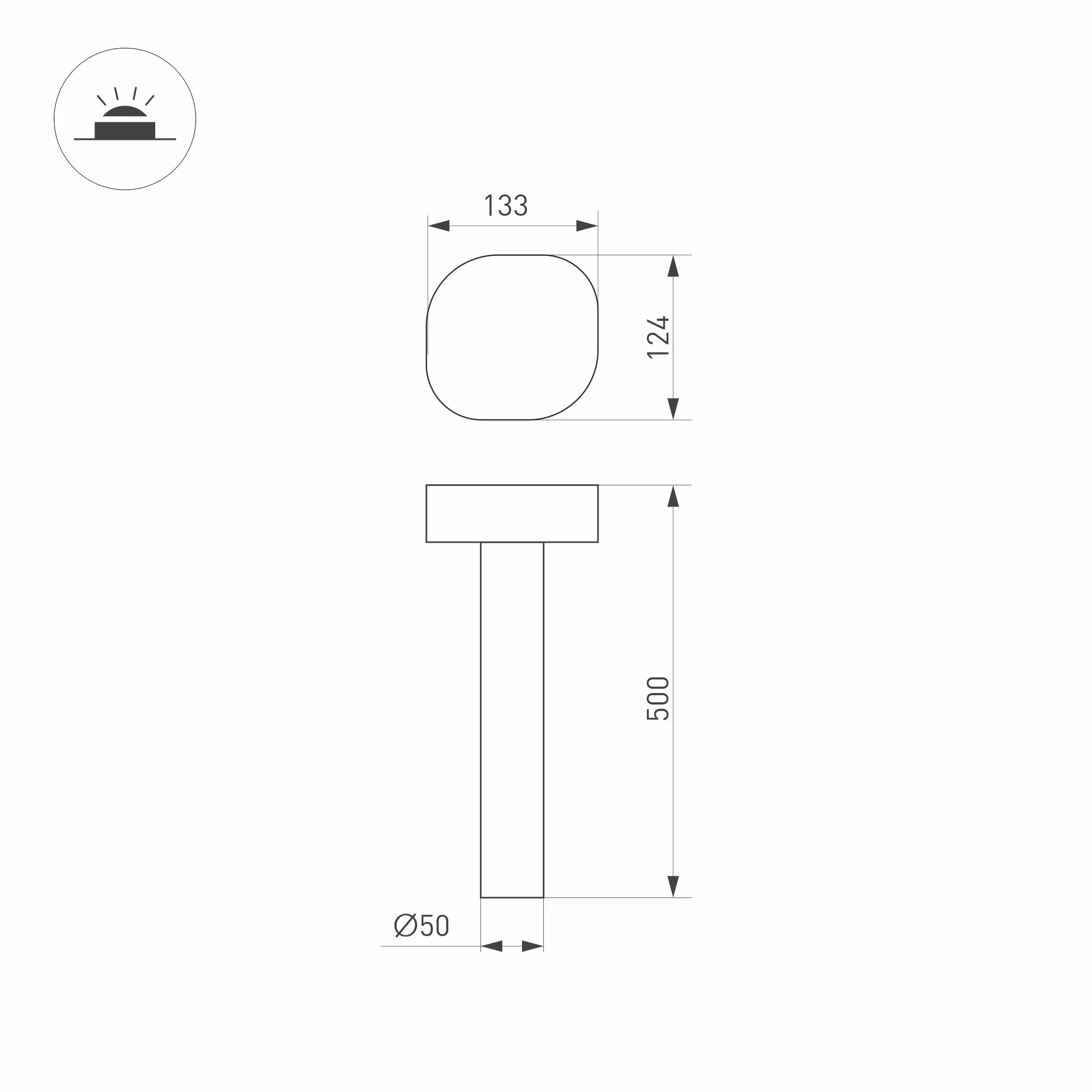 Светильник LGD-SWAMP-BOLL-H500-7W Warm3000 (GR, 93 deg, 230V) (Arlight, IP65 Металл, 3 года) - Изображение