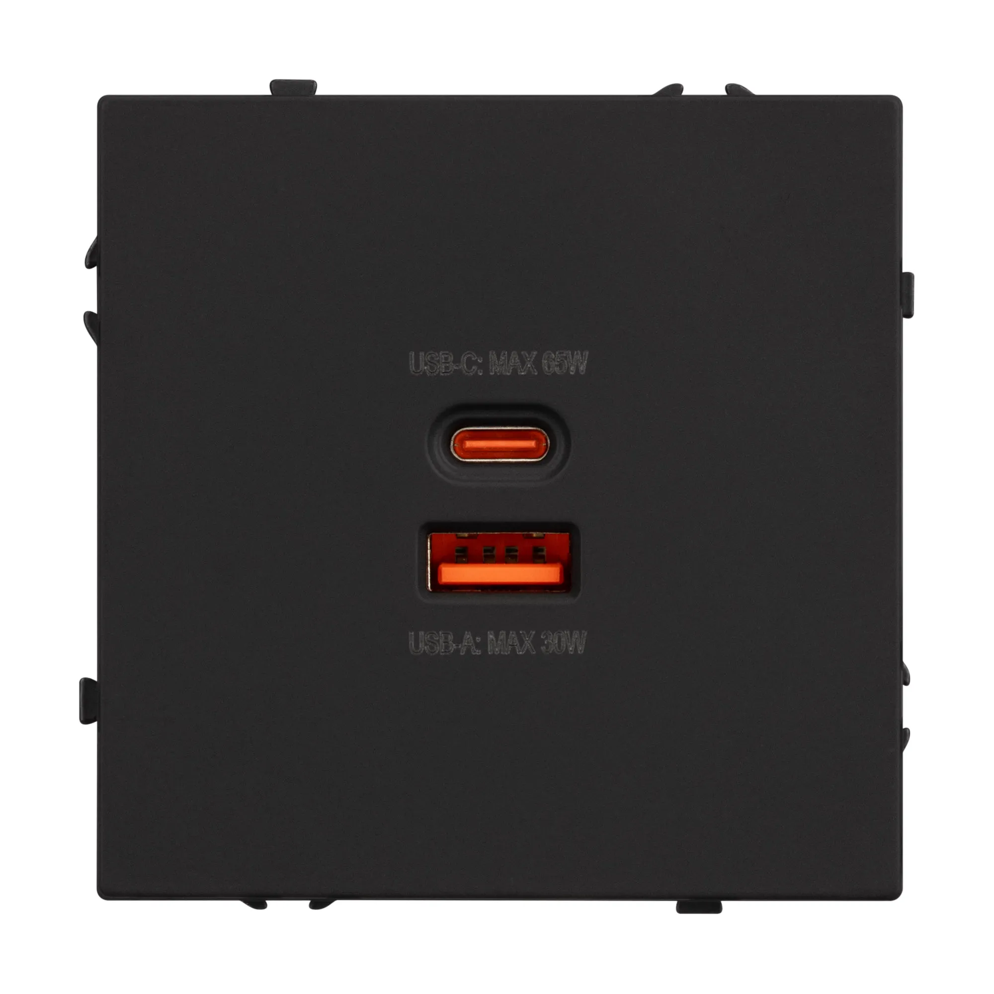 Механизм розетки с быстрой USB зарядкой SCT-NOBE-MUAC-SFPL-FC-BK (65W, QC3) (Arlight, -) - Изображение