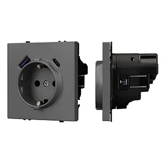 Механизм розетки с USB зарядкой SCT-NOBE-MUAC-SFPL-GR (230V, 16A) (Arlight, -) - Изображение