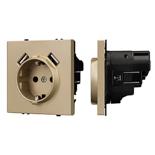 Механизм розетки с USB зарядкой SCT-NOBE-MUAA-SFPL-GD (230V, 16A) (Arlight, -) - Изображение