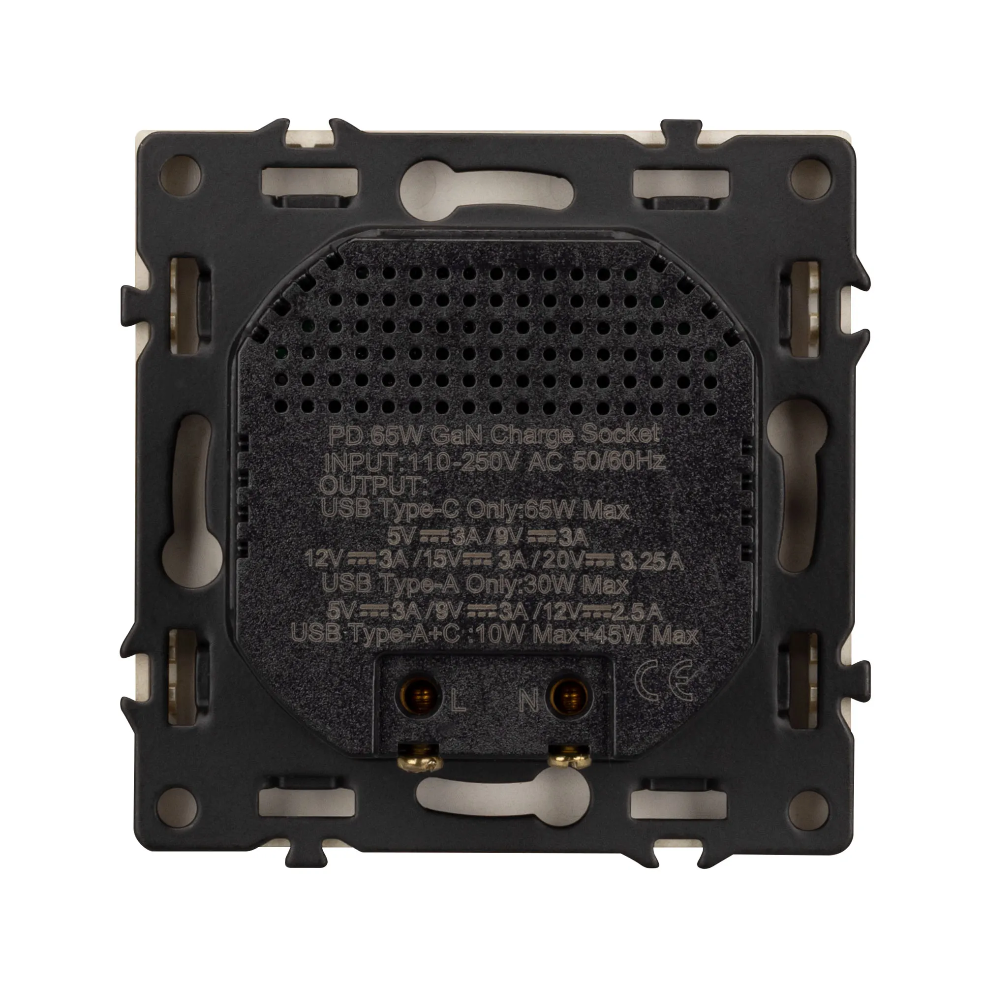 Механизм розетки с быстрой USB зарядкой SCT-NOBE-MUAC-SFPL-FC-GD (65W, QC3) (Arlight, -) - Изображение