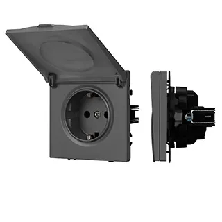 Механизм розетки влагозащищённый SCT-NOBE-MCP-SFPL-GR (230V, 16A) (Arlight, -) - Изображение
